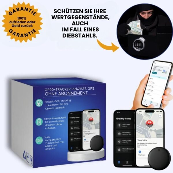 GP90 – Präziser GPS-Tracker ohne Abonnement (Android/Apple)